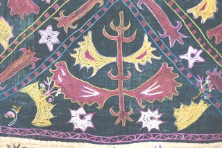 Kirgiz Mirror cover, silk embroidery with velvet background Traditional Kirgiz designs with great colors. Size: 70x70Cm
28"x28" Circa : 1900s.              