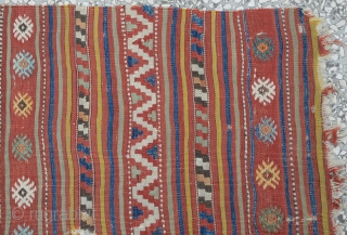  Denizli (çal) kilim in West Anatolian fragment rug Circa:1900
Size:235 x 130 Cm
7'9"x 4'3"                   