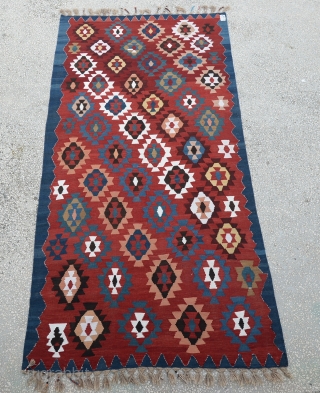 Antique Caucasian Kazak Kilim Great Colors 
Size:157 x 308
        5'3 x 10'5              