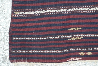 West Anatolian Balıkesir ( YüncÜ ) Kilim Rug- metal thread highlights.Size:205 x 157 Cm
6'9"x5'2"                   