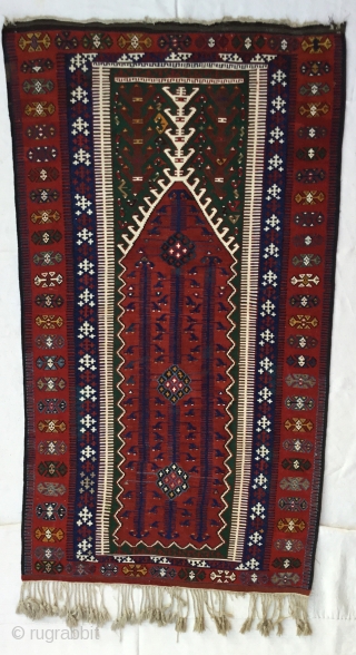 Central Anatolian (KONYA) prayer Kilim Rug 
End of 19th Century
Size=220X121cm / 7’2”X4”                     