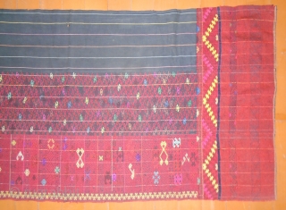 Kachin "Pukhang" womans Skirt,North Burma,cotton with wool(goat and possibly dog hair)
76x156 cm., circa 1920-1940 ? see: Textiles of the Hilltribes of Burma"
by Michael C. Howard        