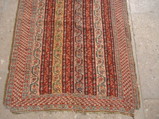 Beautiful extra finely woven Senneh Kilim,with great design and colors,as found a cut on upper side,all 100% wool,Size 4'7"*2'7".E.mail for more info and pics.         