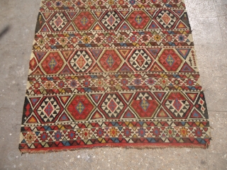 Caucasian Kilim with great natural colors and extra fine weave,early age,all original without any repair or work done,As found.Size 7'11"*5ft.E.mail for more ifno and pics.        