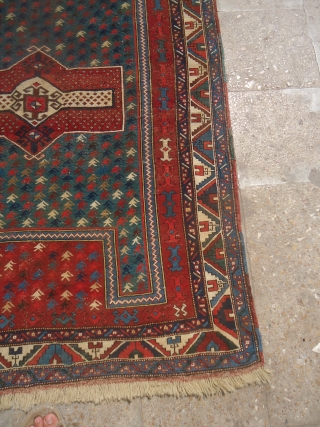 Shirvan Rug with great natural colors and design,very fine weave,old repairs have done,very nice design.Size 5'2"*3'11".E.mail for more info and pics.            