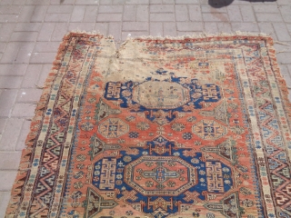 Caucasian soumac kilim fragment condition good age colors and deaign.As found without any repair or work done.Size 6'5"*4'11".E.mail for more info and pics.          