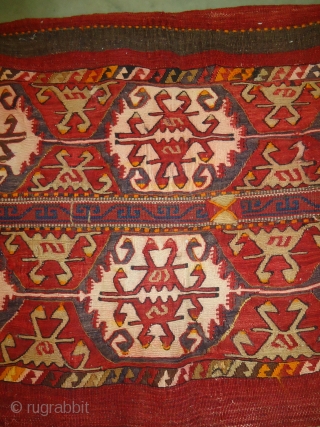 Southeast Anatolian Soumack Grain-Bag with original backing and ropes,nice condition and fine weave,beautiful with synthetic color. pce.E.mail for more info.             