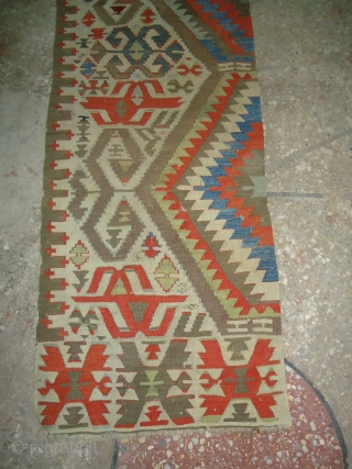 Anatolian Kilim fragment,with good colors,design and condition,Size 12*2'3".E.mail for more info.                      