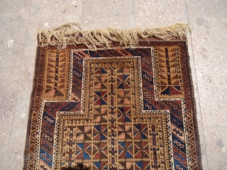 Baluch Prayer Rug with both sides kilim endings very good condition without any work done.Good colors and design.Size 4'2"*2'8".E.mail for more info and pics.         