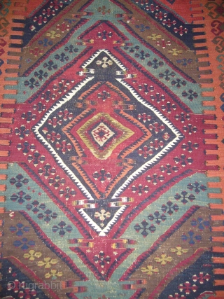 Beautiful 19th c. Malatya kilim, with metal threads,good condition and colours,very fine weave,Size 4'6"*3'3".Ready for the display.E.mail for more info.             