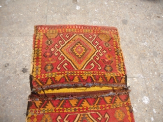 Anatolian Flatwoven Heybey with original stripe  backing,very nice design and colors,fine weave and good age,all original without any repair or work done.Size  3'1"*1'10".E.mail for more info and pics.   