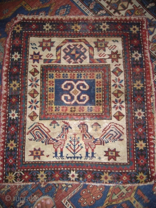 Very Rare Bordjalu Kazak Childs Prayer Rug,collectors pce,very supereb example with two chickens,good colours,fragmently condition.E.mail for more info.               