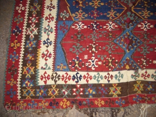 Gorgeous Two part Reyhanli area Anatolian Kilim ?.Extra ordinary supereb natrul colours,with a very fine weave.Good condition,Size 14'8"*4'11".E.mail for more info and pics.          