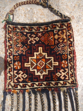 Piled Qashqai Chanteh with original Kilim backing and tassels, some synthetic colors and beautiful design.Fine weave.E.mail for more info.              