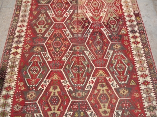 Large Anatolian Kilim with diamond pattern,two parts joint together,very nice condition and desigen,fine weave,nice colors.Size 11'6"*5'3".Ready for the display.E.mail for more info and pics.         