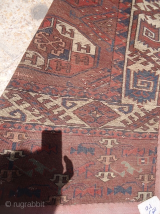 Early rug with good age colors and beautiful border,old repairs done.Size 9'3"*5'7".E.mail for more info and pics.                