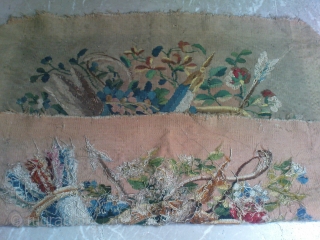 17th -18th century European Tapestry wool+silk threads,with some restoration done,beautiful vase desigen,Size 2ft*1'10".                    