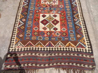 Large colorful Qashqai Kilim with all good color,fine weave.Size 9'7"*5ft.E.mail for more info and pics.                  