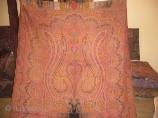 Very old and fine French Kashmir Paisely Shawl,good colours,very large size,excellent condition.E.mail for more info                  