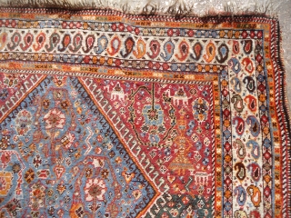 Handsome Qashqai Dowrey Rug with very fine weave and excellent condition,All original without any repair or work done,See the dowry things loaded on the camels,with the girls dancing,nice colors with some early  ...