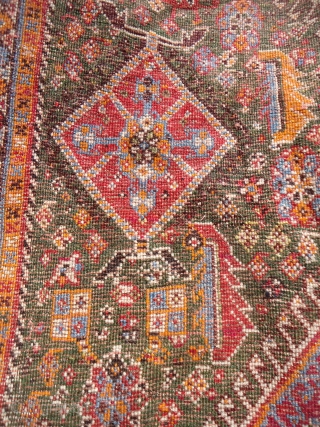 Handsome Qashqai Dowrey Rug with very fine weave and excellent condition,All original without any repair or work done,See the dowry things loaded on the camels,with the girls dancing,nice colors with some early  ...