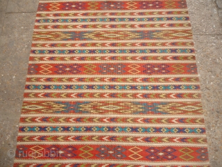 Dagestan Flatwoven kilim with beautiful colors and very fine weave,nice desigen and good condition.without any repair or work done.Size 5'*2'10".E.mail for more info and pcis.        