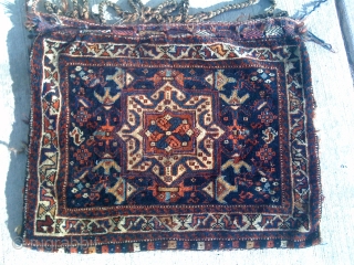 Khamseh/Shiraz Bag face with its back kilim.                          