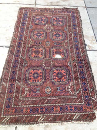 Baluch Rug that's been abused. Buyer will pay for the shipment outside 48 contiguous USA.                  