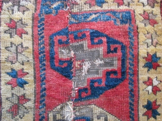 Atique pillow rug from central anatolia(konya)secend half of 19th century, size: 123cm x 60cm - 4.03ft x 1.96ft. To visit my other collections, https://www.etsy.com/your/shops/KILIMSE         