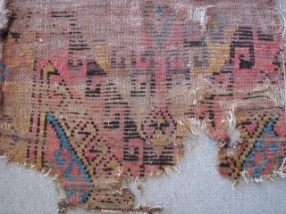 Konya rug fragment from second half of 19th century
size: 107cm x 74cm - 3.51ft x 2.42ft. To visit my other collections, https://www.etsy.com/your/shops/KILIMSE           