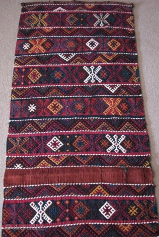 Cicim kilim southeast of anatolia-Turkey,size : 210cm x 69cm,,,,6.89ft x 2.26ft.White is cotton!Thanks. To visit my other collections, https://www.etsy.com/your/shops/KILIMSE
              