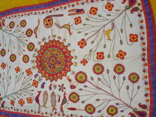 Kantha Quilted and embroidered cotton Kantha Probably From East Bengal(Bangladesh)region.India.Its size is 115cmX173cm(DSC06529 New).                   