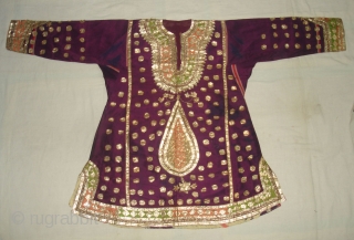 Ceremonial Women's Costume,From Himachal Pradesh India.C.1900.Silk ground with Real Zari Gota Pati work.Its size is L-76cm, W-60cm, S-17X45cm (DSC07199 New).             