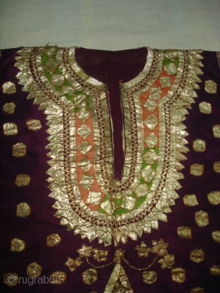 Ceremonial Women's Costume,From Himachal Pradesh India.C.1900.Silk ground with Real Zari Gota Pati work.Its size is L-76cm, W-60cm, S-17X45cm (DSC07199 New).             