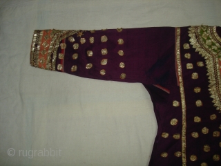 Ceremonial Women's Costume,From Himachal Pradesh India.C.1900.Silk ground with Real Zari Gota Pati work.Its size is L-76cm, W-60cm, S-17X45cm (DSC07199 New).             