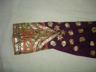 Ceremonial Women's Costume,From Himachal Pradesh India.C.1900.Silk ground with Real Zari Gota Pati work.Its size is L-76cm, W-60cm, S-17X45cm (DSC07199 New).             