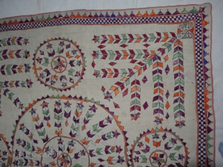 Chakla Wall Hanging From Saurashtra Gujarat India.This were Traditionally used mainly by Kathi Darbar family of Saurashtra Gujarat India.C.1900.Its size is 137cmx145cm(DSC04260 New).          