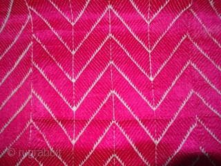 Phulkari From West(Pakistan)Punjab.India.known As Wedding Thirma(Pink)Bagh. Showing the Rare Influence of Lahariya Weave Design of Garden Embroidery of Punjab. C.1900 (DSC07204).
            