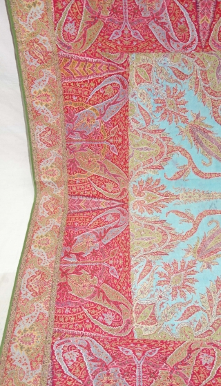 Tree of Life design Kalamkar Jamawar long Shawl Showing the, twelve different variation of colour combination From Kashmir, India. India.C.1840.Its Size is 145cmX335cm(DSC08866).          