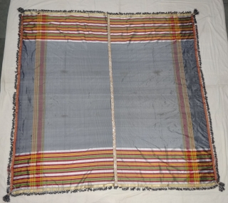 Malaya Shawl from Sindh,Pakistan, India.It has been used by man in Hajj time.Its size is 190cmX196.Its fabric is silk and Banana mix.Very early and rare Piece(DSC04326).       