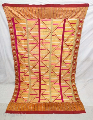 An Rare Sarpallu Phulkari From East(Punjab)India, India. Known As Sarpallu. Floss Silk on Hand Spun Khadi (Cotton) khaddar Cloth (DSC08774).             