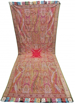Tree of Life design Kalamkar Jamawar long Shawl Showing the more then twelve different variations of color combination From Kashmir, India. India.

C.1840.

Its Size is 148cmX340cm (20211129_144110).       