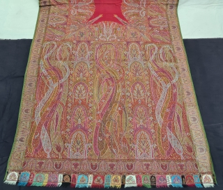 Tree of Life design Kalamkar Jamawar long Shawl Showing the more then twelve different variations of color combination From Kashmir, India. India.

C.1840.

Its Size is 148cmX340cm (20211129_144110).       