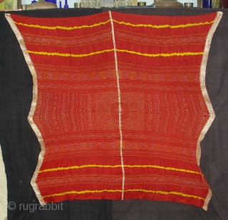 Tie and Dye Silk Odhani(Bandhani)From Kutch Region,Gujarat,India,19th c.Condition is good.Its size is 125cmx135cm(DSC08112 New).                   