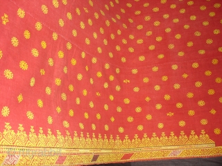 Double Sided Embroidery(Cotton on cotton)Woman's Odhani From Nagour District Of Rajasthan.India.It's size is 142cmX240cm.Condition is Good(DSC02034 New).                