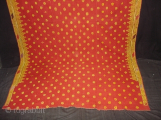 Double Sided Embroidery(Cotton on cotton)Woman's Odhani From Nagour District Of Rajasthan.India.It's size is 142cmX240cm.Condition is Good(DSC02034 New).                