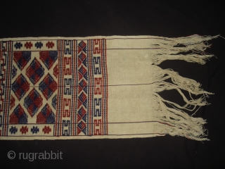 Ceremonial Mans Stole From Bhutan,North East India.This is known as kushang And its woven from wild silk on Cotton with supplementary weft patter.Its size is 28cmX198cm. Good Condition(DSC03901 New).    