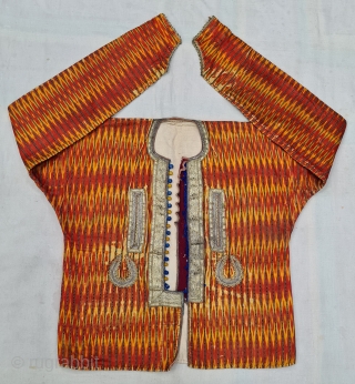 An very Rare Ikat Mashru Jacket (costume), With Gold and Metal Thread Embroidery.Lined with Cotton,
This Mashru weaving was done in the Deccan Region,Probably Hyderabad South India, 

Traded to the Anatolian Market.
Its Silk  ...