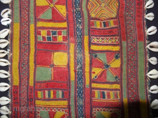 Rare Ceremonial Banjara Gala From Karnataka,South India. India.Embroidered on cotton. Gala is traditionally used by women to carry pots on their heads.C.1900.Its size is 23cmX33cm(DSC04595 New).       