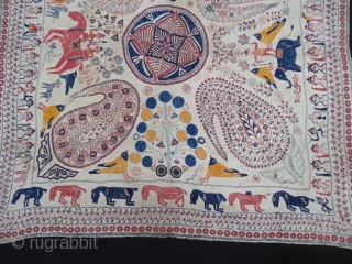 Rare Kantha Embroidered cotton Kantha Probably From Jessore District, East Bengal(Bangladesh)region. India.C.1900. Its size is 95cmX95cm(DSC04672).                 